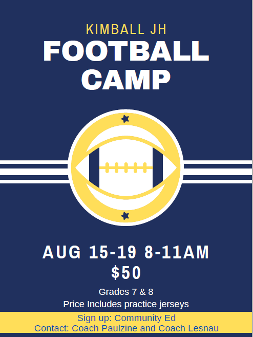 JH Football Camp Aug. 15-19