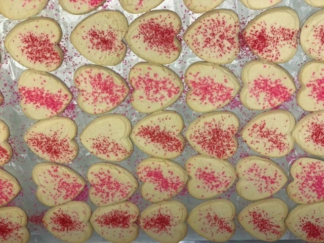 Valentine Cookies are ready for students tomorrow for lunch time